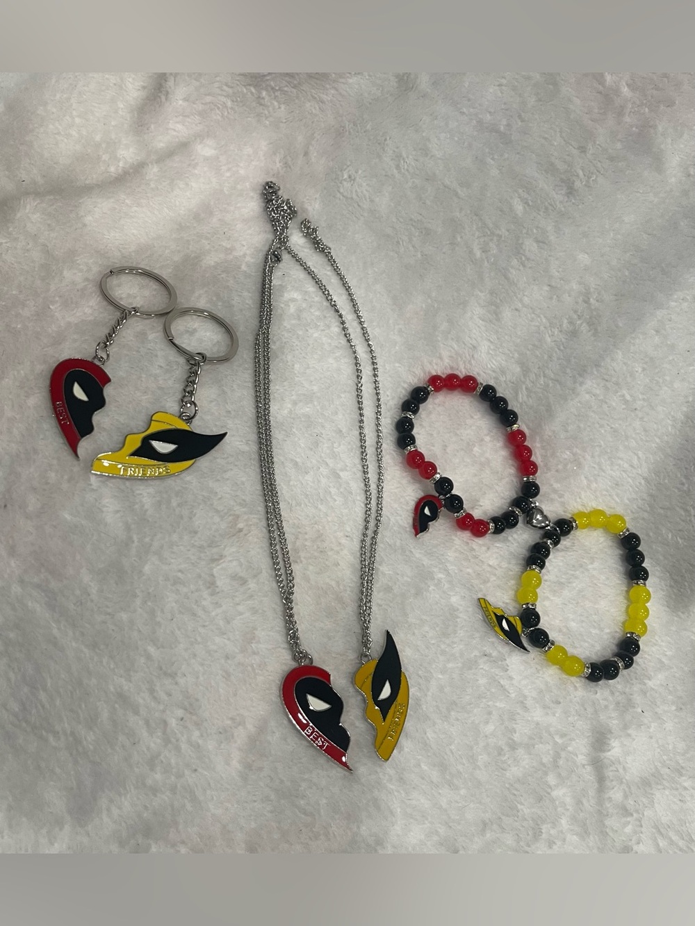 Best Friends X- Man Characters Pendant Necklace, Duo Bracelets & Keychain Set